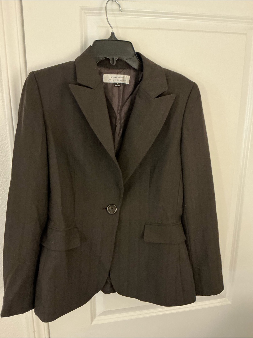 T Tahari Women's Brown Single-Button Notch-Lapel Blazer size 8